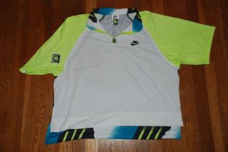 Vintage NIKE Challenge Court Andre Agassi tennis polo shirt PUMPS 