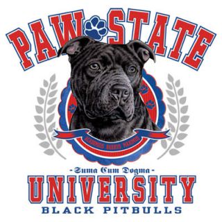 Black Pitbull Dog Paw University White Sweatshirt sweat Shirt All 