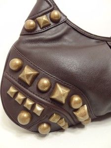 BURBERRY Brown Leather Studded Alverton Large Hobo Handbag NWT $1295 