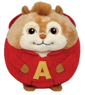 Ty Beanie Ballz 8 Plush Alvin The Chipmunk Ball in Red Holiday 