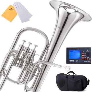 Mendini mAh N Nickel Plated E Flat Alto Horn with Stainless Steel 
