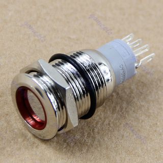 Car Push Power Button Angel Eye Red LED 16mm Hole 12V Metal Switch 