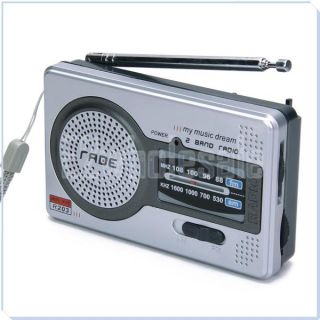 Portable Mini AM FM Broadcasting Pocket Radio 2 Band Receiver DC 3V