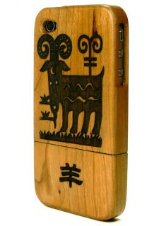 Chinese Animal Zodiac Natural Bamboo Wood Wooden Cover Case for iPhone 