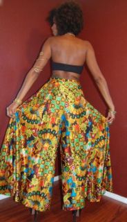 Vintage 1960s Bellbottom Pants High Waisted Maxi Skirt s M Hippie 