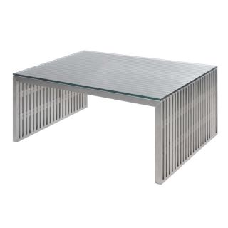 Amici Coffee Table Glass Top Brushed Stainless Steel