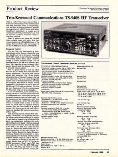 KENWOOD TS 940S HF TRANSCEIVER *  by Bruce Williams 