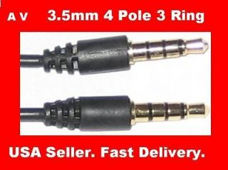 15Ft 3.5mm 4 pole/4 conductor/3 ring mini plug AV cable Made in USA