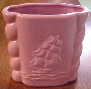vintage abingdon pink vase embossed ship  24