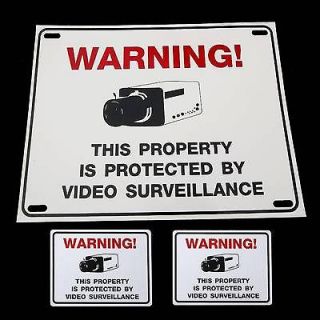 security camera system warning yard fence sign stickers time left