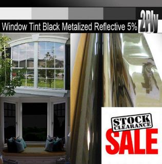 2Ply 5% Roll 30 x 50 Home Window Tint Film Black Metalized 