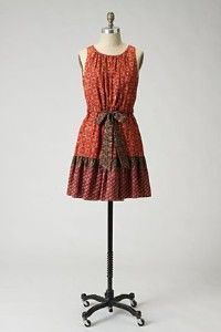 Anthropologie Silk Fiery Tiers Dress Anna Sui Silk 0 Extra Small XS 