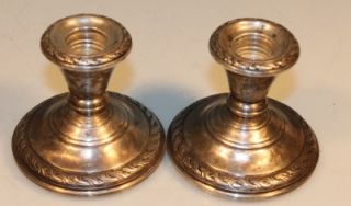 Vtg Amston Sterling Silver Candle Holder Pair Lot of 2 Sticks re 