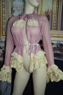Anna Sui Victorian Blouse Exclusive Lace Trim 100 Silk 12