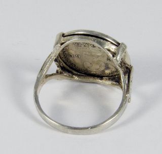 Very Good Vintage Silver Three Pence Coin Ring Dated 1919