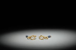 Ancient Roman Gold Glass Bead Earrings Jewelry