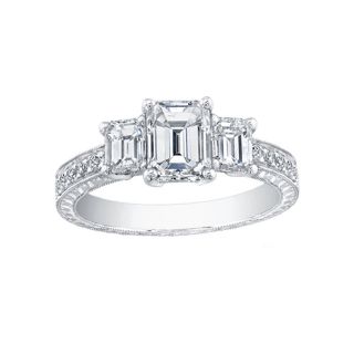   Halo Princess Cut Diamond Engagement Ring 3.05 Ct 18K White Gold