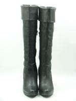 Andrew Geller Black Soft Leather Platform Cuff Knee High Tall Boots 9 
