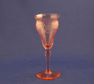 Vintage Fry Glass Company Elegant Pink Cordial Stem 107 Etch Superb c 
