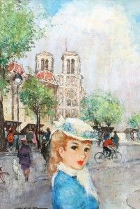   Modern Notre Dame Paris Oil Painting Antal Jancsek 