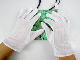   White ESD PC Computer Working Anti Static Anti Skid Gloves New