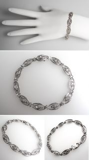 Antique 1920s Diamond Bracelet Openwork Platinum skuwm8017