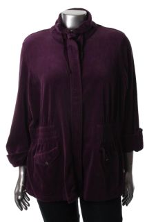   Purple Velour Smocked Long Sleeve Anorak Jacket Plus 1x BHFO