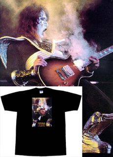 HOT NEW T SHIRT KISS ACE FREHLEY SMOKING GUITAR PICK SIZE YOUTH S   L