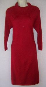 Antonio Melani McKenna Red Draped 100% Merino Wool Sweater Dress L 14 