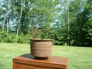 Antique Cast Iron Kettle Cauldron Pot with Wooden Handle