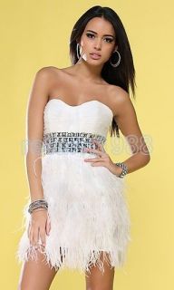 New Sexy Evening Cocktail Dress Fashion Mini length ostrich feather 