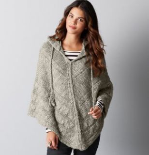 Ann Taylor Loft Hooded Cable Knit Poncho Capelet Sweater M L NWT
