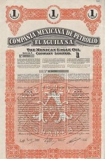   EAGLE OIL stock certificate COMPANIA MEXICANA DE PETROLEO EL AGUILA