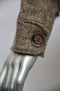 Anna Molinari Brown Tweed Ruffle Trim Lightweight Single Button Blazer 