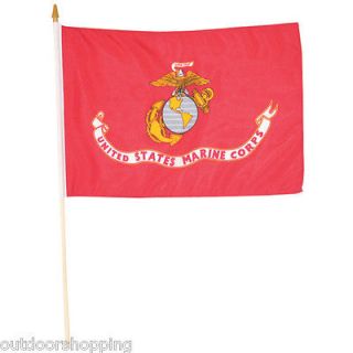 UNITED STATES MARINE CORPS EMBLEM STICK FLAG, NEW, OFFICE, HOME