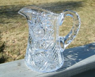 Antique American Brilliant Cut Glass Crystal Pitcher