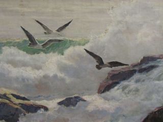 ANTHONY THIEME 30x36 Rocky Shore With Seagulls Original Untouched 