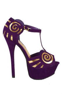 NEW Purple Alba Milly T Strap Swirl Suede Platform Open toe Sandals 5 