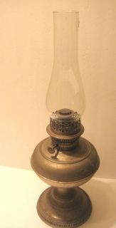 Antique Metal Rayo Oil Kerosene Lamp w Chimney