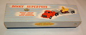 1950s DINKY MIGHTY ANTAR LOWBOY LOADER w PROPELLER BEAUTIFUL IN BOX 