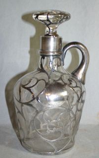 Antique Sterling Silver Overlay Decanter with Stopper