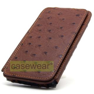   Genuine Ostrich Flip Leather ID Pouch for Apple iPhone 4S Accessory