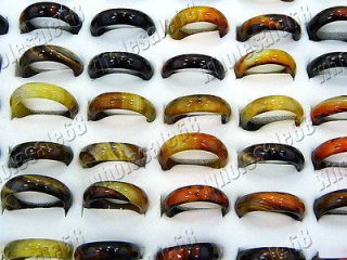   30pcs lots mixed wholesale smooth moss agate gems girls/ladys rings