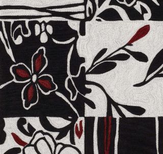 modern area rug contemporary carpet black white red 3 6 x 5 6 boxes 