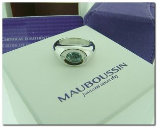 Mauboussin Paris Aquamarine Betty Solid 18K Gold Ring French 