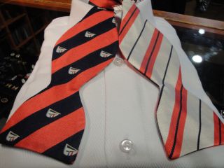 Edward Armah Silk Reversible Bow Tie Blue Orange Boat