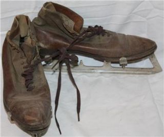 Antique Leather Cloth Victorian Mens Ice Skates Union Hardware Co 