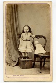Little Girl with Antique Doll CDV Photo by E Neville