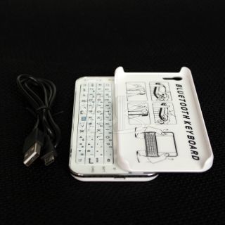 New White Wireless Bluetooth Slide Out Keyboard Case Cover for Apple 