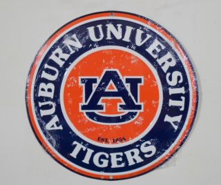 Auburn Tigers War Eagle Embossed Aluminum Circle Sign